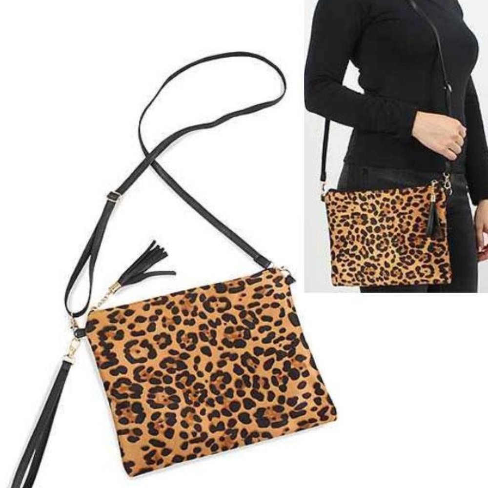 L.I.B.  Leopard Print Wristlet Crossbody Bag